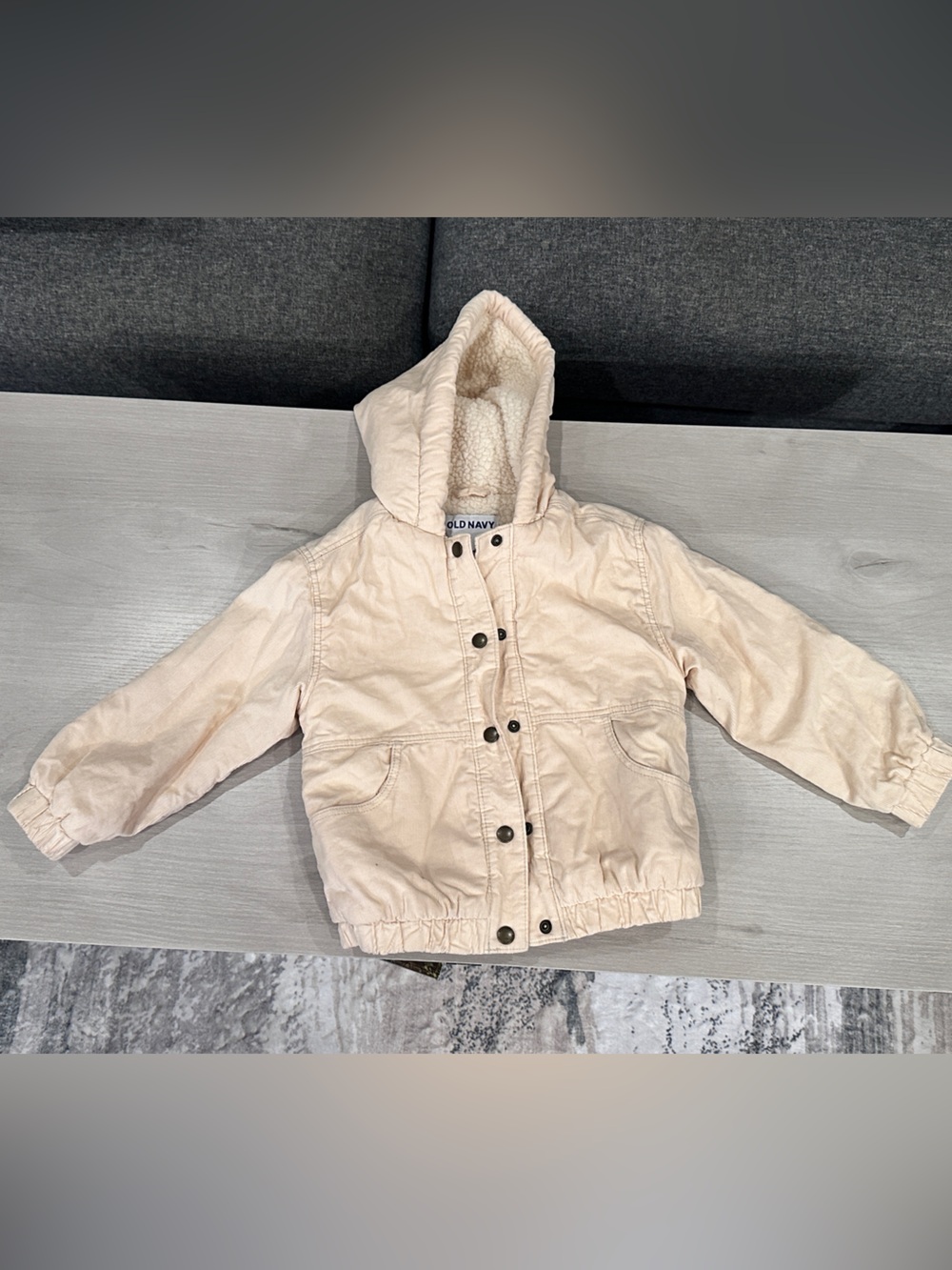 Old Navy Cream Hooded Corduroy Snap-Front Jacket